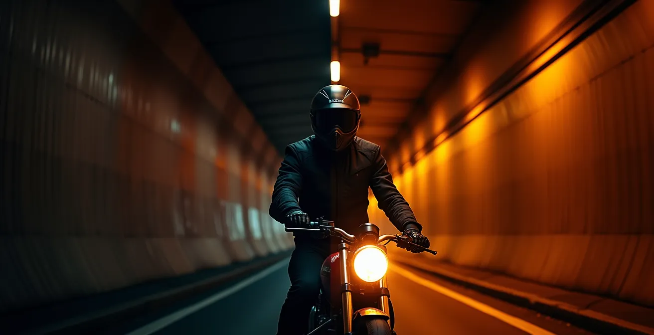 Comparación de visibilidad entre ropa oscura y reflectante en túnel de la M-30