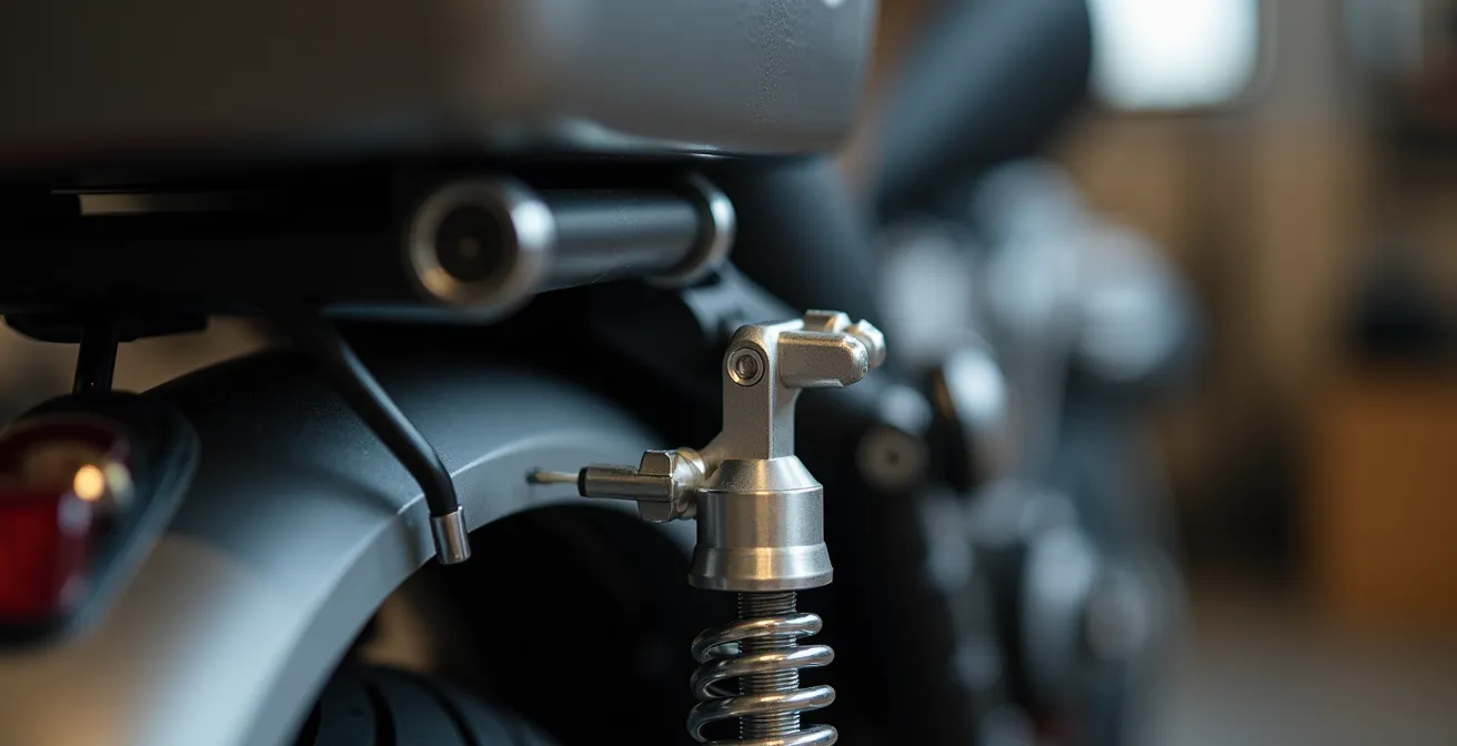 Detalle macro del sistema de anclaje Monokey mostrando el mecanismo de fijación en aluminio