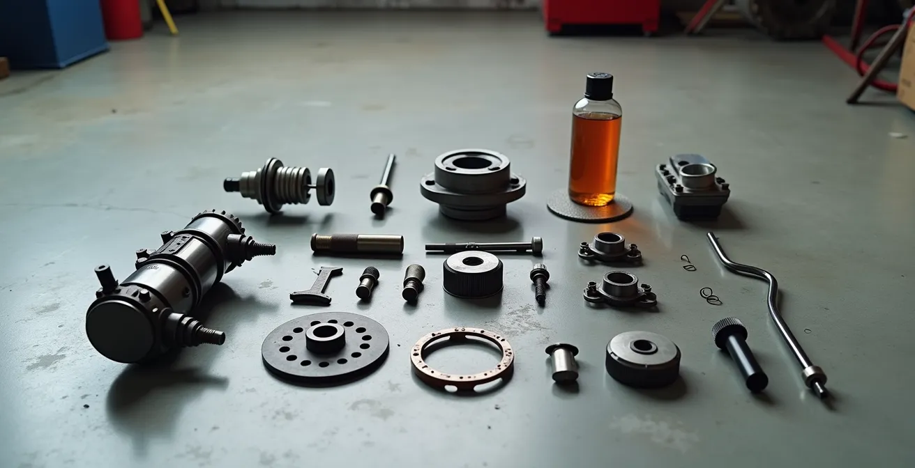 Vista detallada del sistema de embrague hidráulico y sus componentes