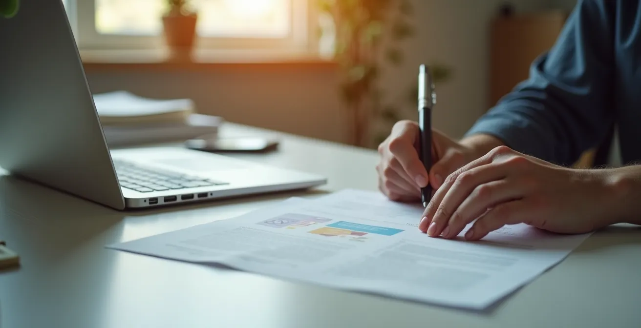 Persona revisando documentación para solicitar ayudas MOVES III en escritorio