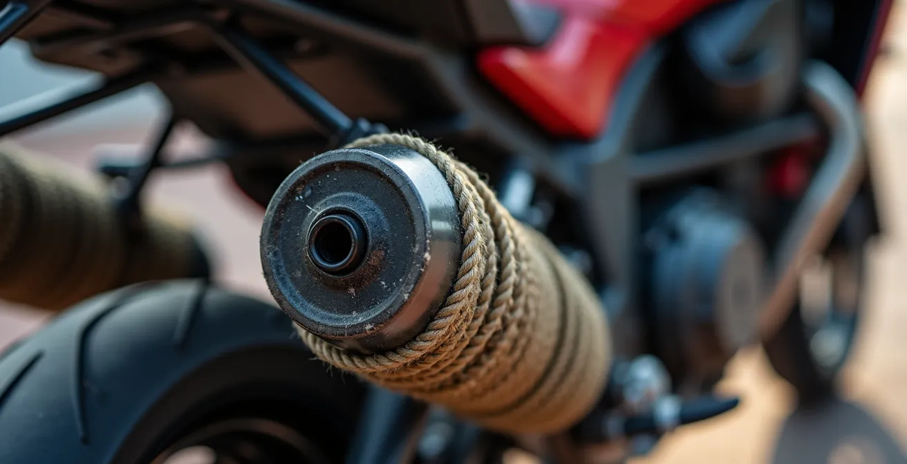 Demostración del recorrido correcto de cinchas para evitar contacto con rueda y escape