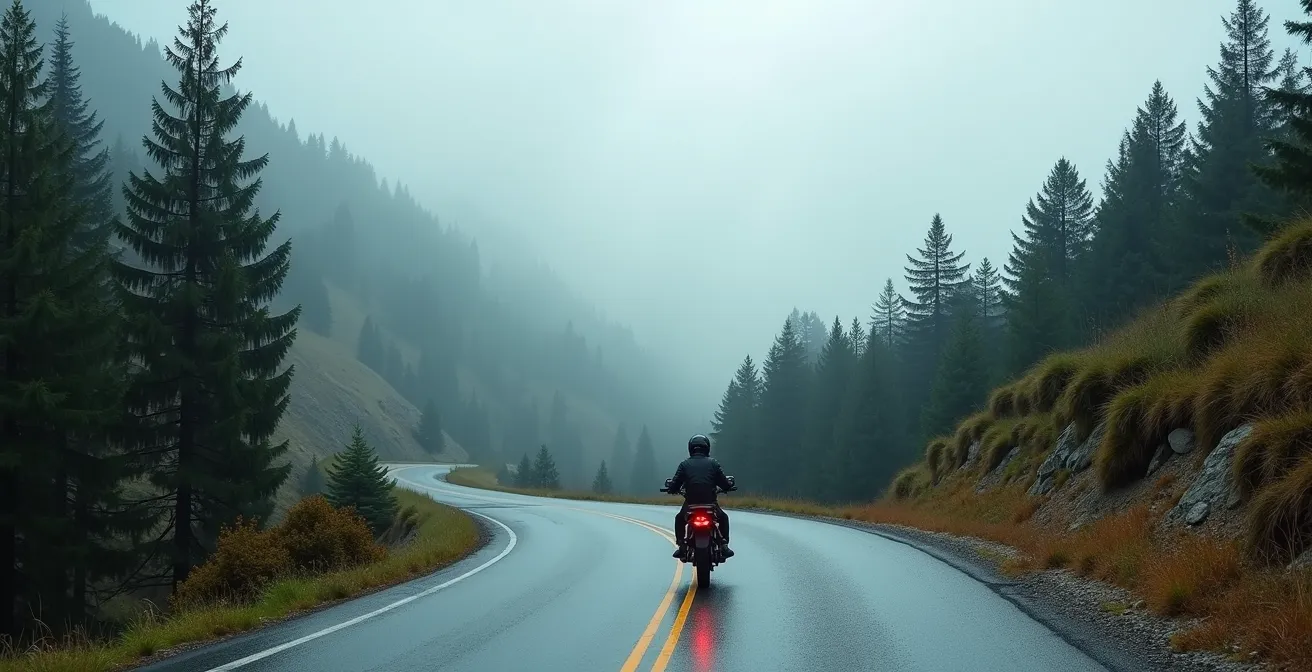 Motorista experimentando conexión sensorial directa con el paisaje español