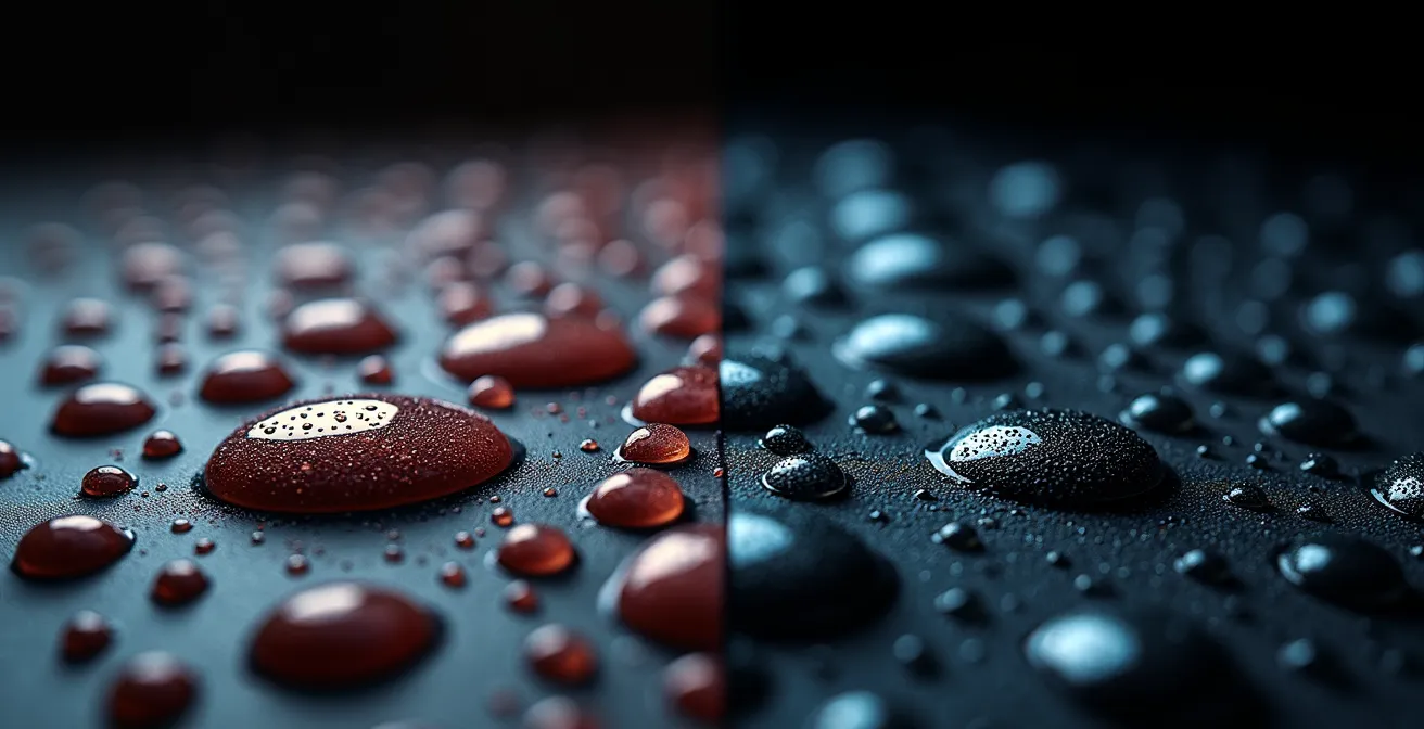 Demostración visual del test de la gota en tejido con DWR